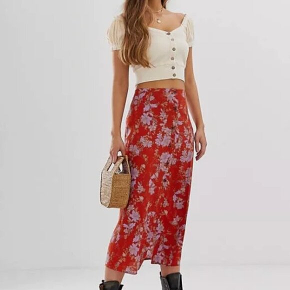 NWT Free People Metro Love Midi Skirt Size 0 - Picture 2 of 6